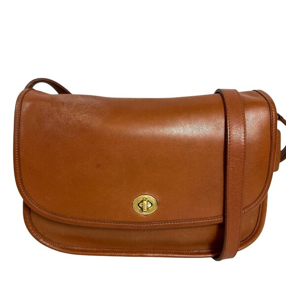 Vintage Coach CITY BAG Crossbody British Tan Leather Flap Messenger 9790 TURKEY - Picture 1 of 16